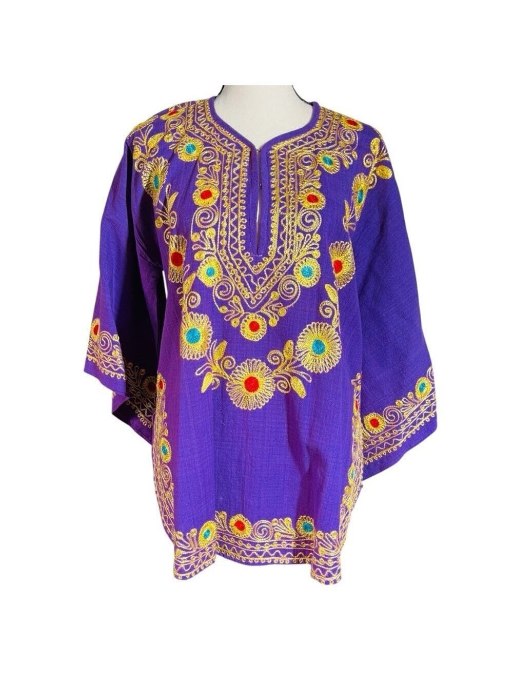 Vibrant Purple Embroidered Tunic